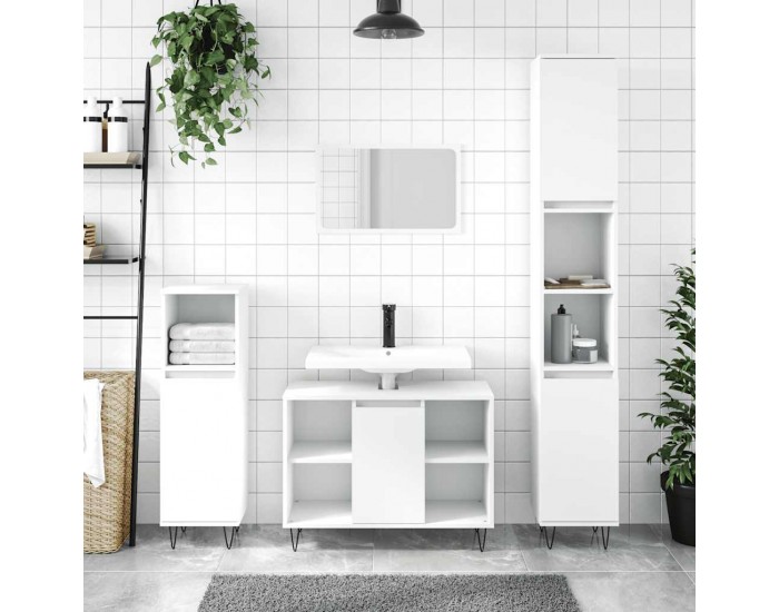 Sonata H Шкаф за баня, бял, 80x33x60 см, инженерно дърво