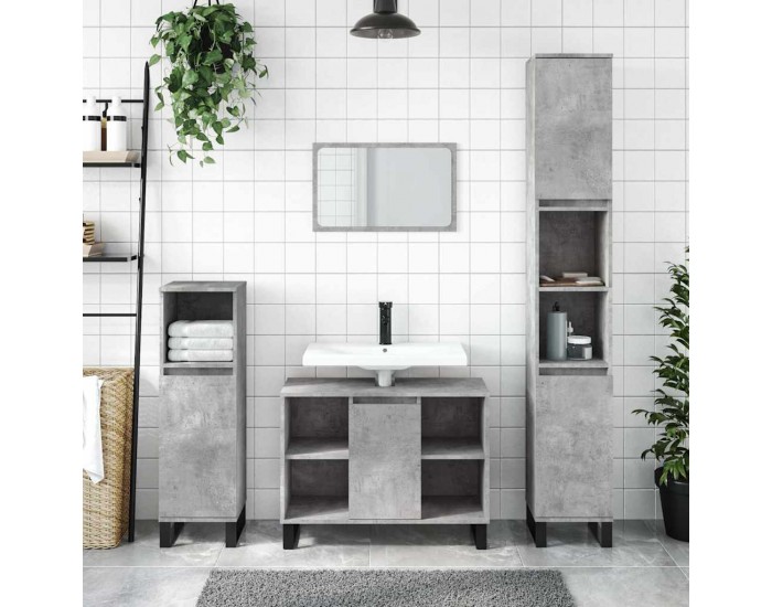 Sonata H Шкаф за баня, бетонно сив, 80x33x60 см, инженерно дърво