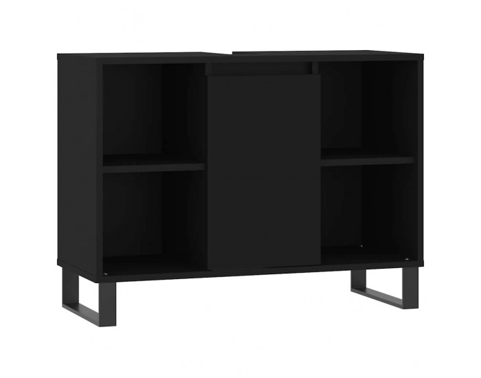 Sonata H Шкаф за баня, черен, 80x33x60 см, инженерно дърво