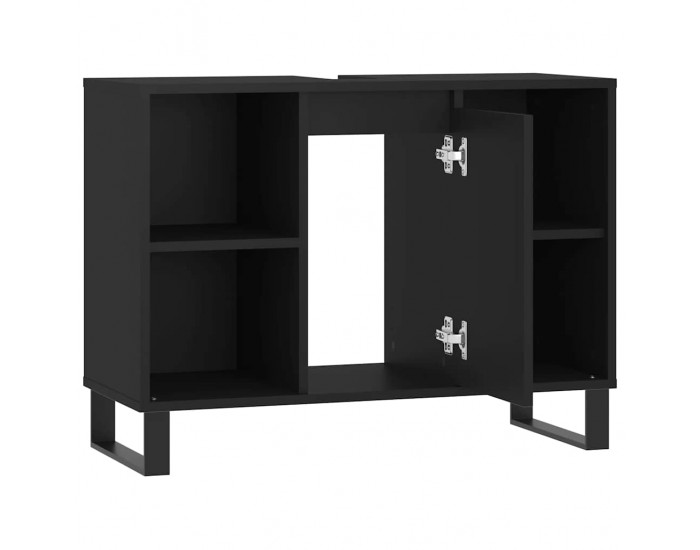 Sonata H Шкаф за баня, черен, 80x33x60 см, инженерно дърво