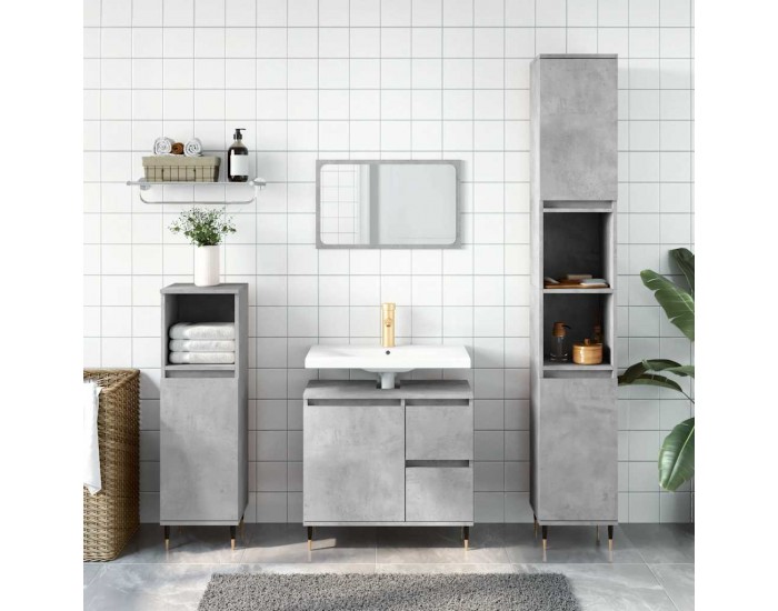 Sonata H Шкаф за баня, бетонно сив, 65x33x60 см, инженерно дърво