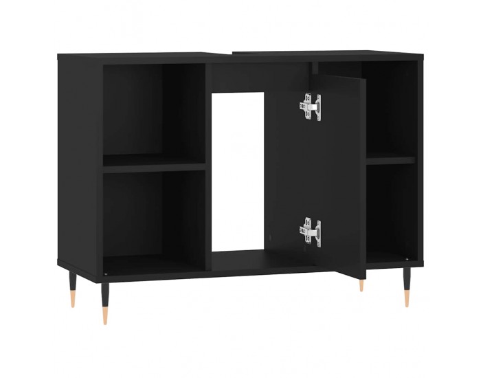 Sonata H Шкаф за баня, черен, 80x33x60 см, инженерно дърво