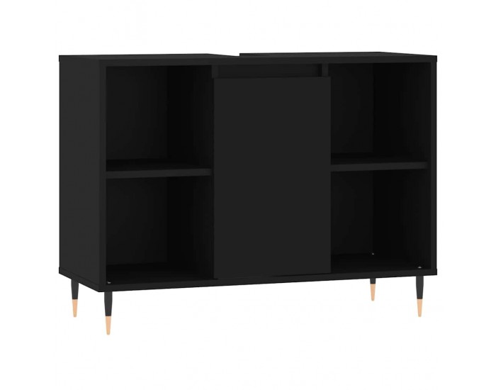 Sonata H Шкаф за баня, черен, 80x33x60 см, инженерно дърво