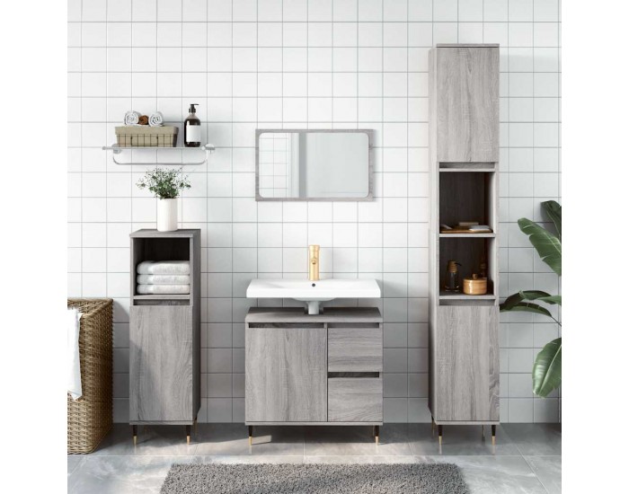 Sonata H Шкаф за баня, сив сонома, 65x33x60 см, инженерно дърво