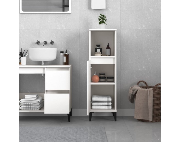 Sonata H Шкаф за баня, бял, 30x30x100 см, инженерно дърво