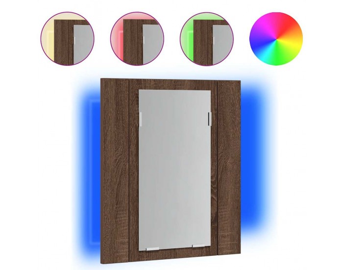 Sonata H LED шкаф за баня огледало кафяв дъб 40x12x45 см инженерно дърво