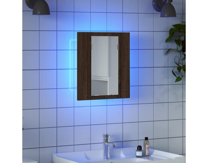 Sonata H LED шкаф за баня огледало кафяв дъб 40x12x45 см инженерно дърво