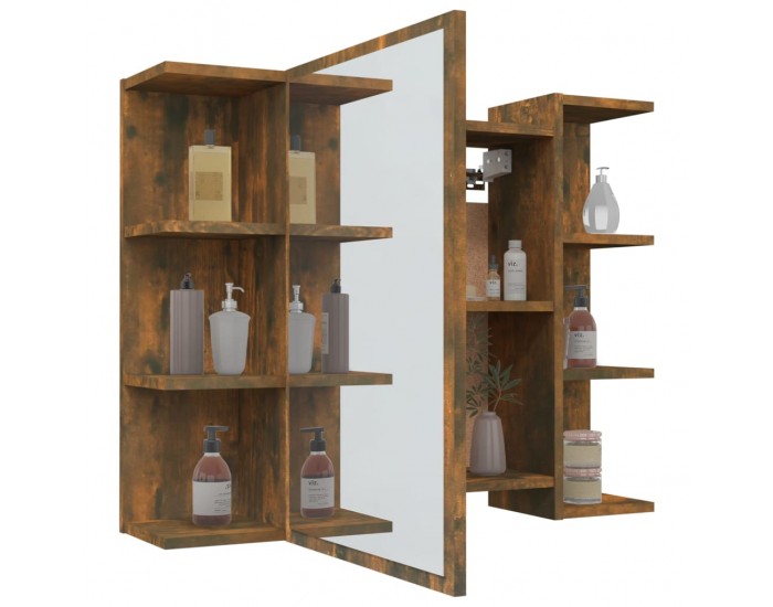 Sonata H Огледален шкаф за баня опушен дъб 80x20,5x64 см инженерно дърво