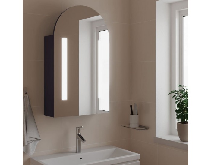 Sonata H Огледален шкаф за баня с LED светлина дъговиден сив 42x13x70 см