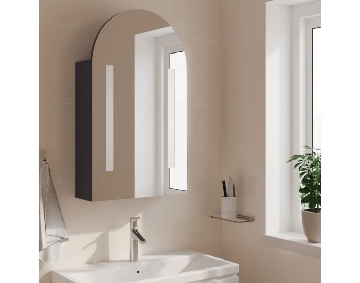 Sonata H Огледален шкаф за баня с LED светлина дъговиден сив 42x13x70 см