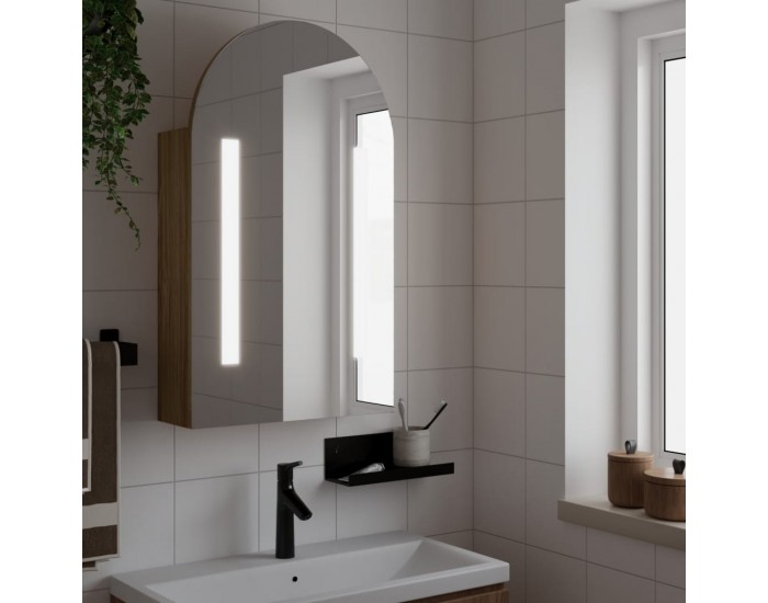 Sonata H Огледален шкаф за баня с LED светлина дъговиден дъб 42x13x70 см