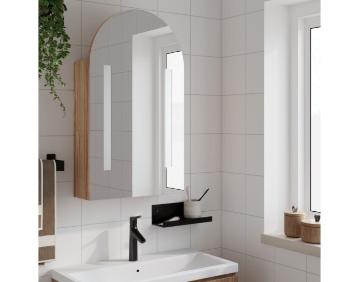 Sonata H Огледален шкаф за баня с LED светлина дъговиден дъб 42x13x70 см