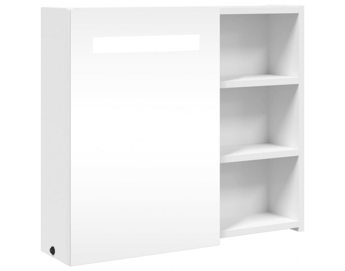 Sonata H Огледален шкаф за баня с LED светлина бял 60x13x52 см