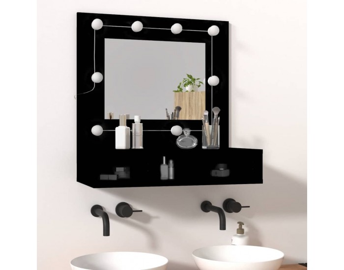 Sonata H Огледален шкаф с LED, черен, 60x31,5x62 см