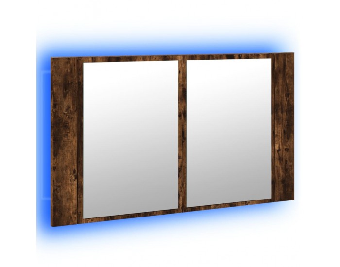 Sonata H Шкаф с LED огледало за баня, опушен дъб, 80x12x45 см, акрил