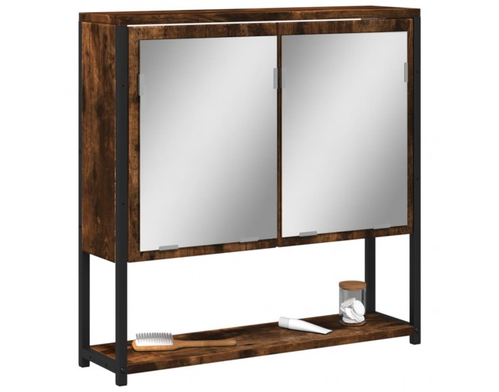 Sonata H Огледален шкаф за баня опушен дъб 60x16x60 см инженерно дърво