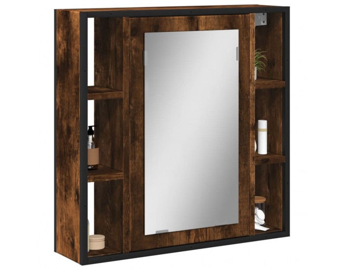 Sonata H Огледален шкаф за баня опушен дъб 60x16x60 см инженерно дърво