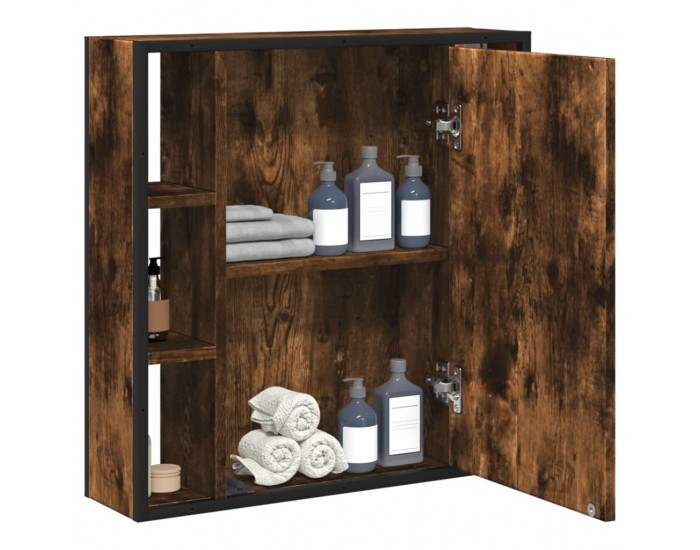 Sonata H Огледален шкаф за баня опушен дъб 60x16x60 см инженерно дърво