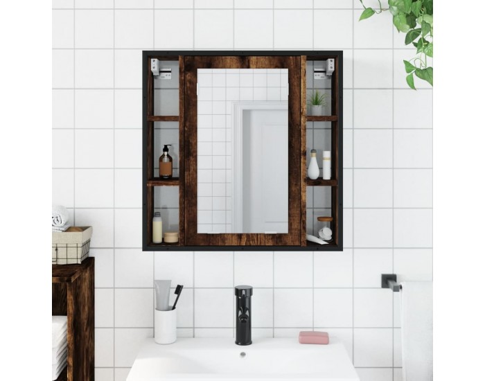 Sonata H Огледален шкаф за баня опушен дъб 60x16x60 см инженерно дърво