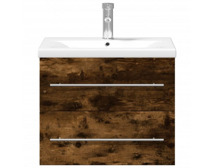 Sonata H Шкаф за мивка за баня с вградена мивка, опушен дъб