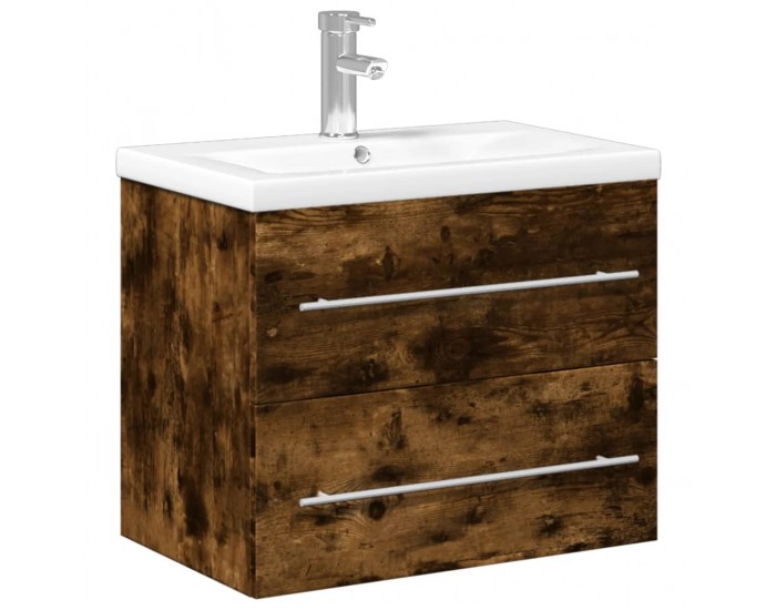 Sonata H Шкаф за мивка за баня с вградена мивка, опушен дъб