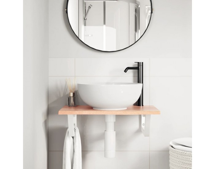 Sonata H Стенен рафт за мивка, стомана и масивно дърво дъб