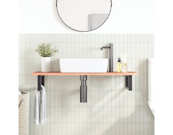 Sonata H Стенен рафт за мивка, стомана и масивно дърво дъб