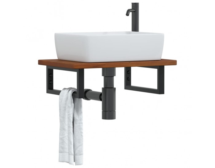 Sonata H Стенен рафт за мивка, стомана и масивно дърво дъб