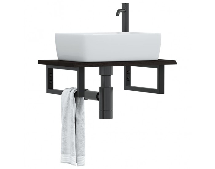 Sonata H Стенен рафт за мивка, стомана и масивно дърво дъб