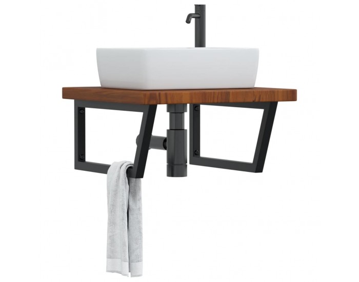 Sonata H Стенен рафт за мивка, стомана и масивно дърво дъб