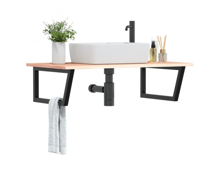 Sonata H Стенен рафт за мивка, стомана и масивно дърво дъб