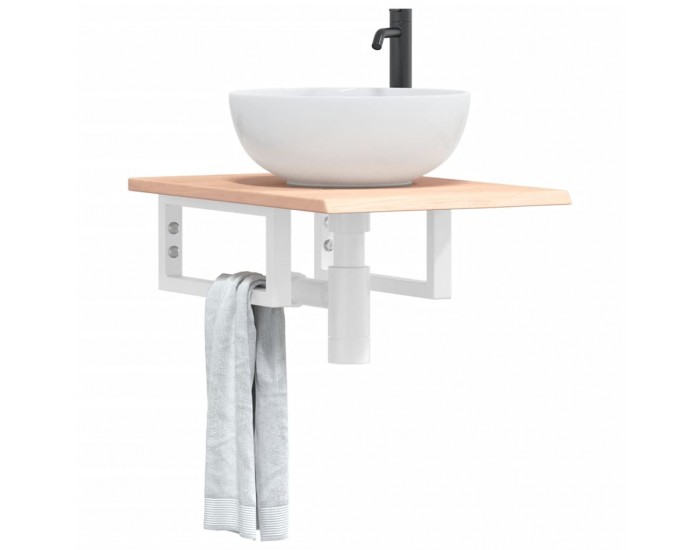 Sonata H Стенен рафт за мивка, стомана и масивно дърво дъб