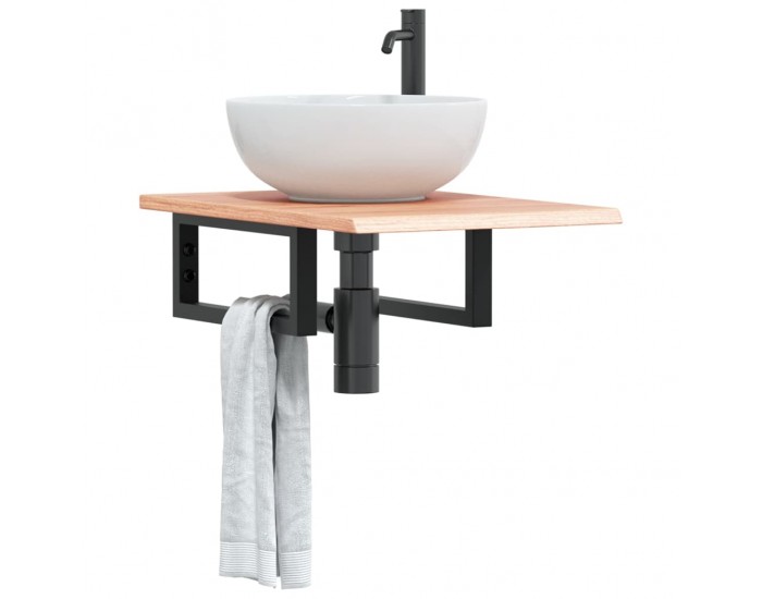 Sonata H Стенен рафт за мивка, стомана и масивно дърво дъб