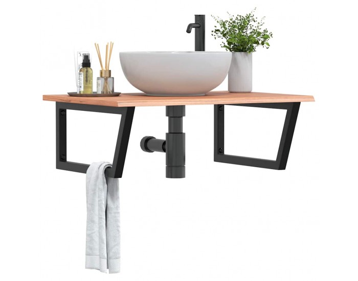 Sonata H Стенен рафт за мивка, стомана и масивно дърво дъб