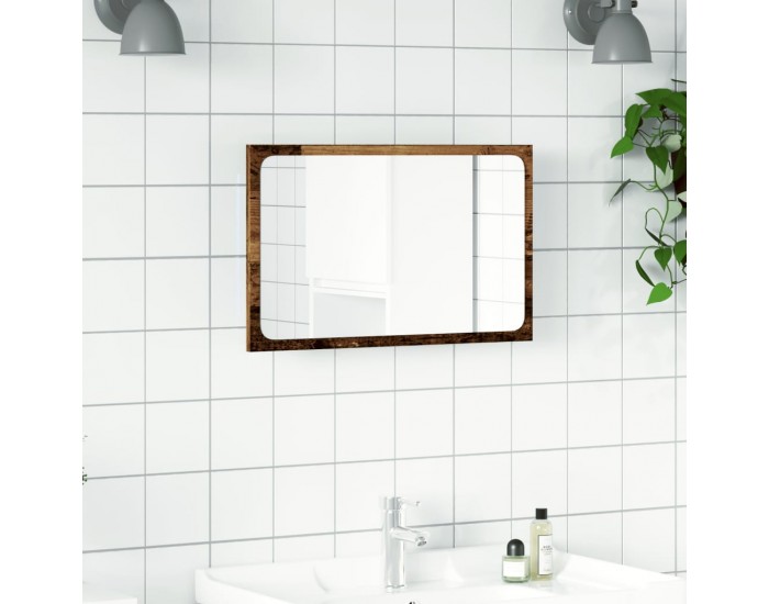 Sonata H Огледало за баня с LED светлина, старо дърво, 60x8,5x38 cm