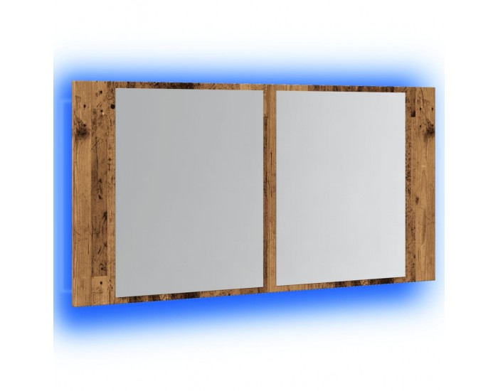Sonata H LED огледален шкаф, старо дърво, 90x12x45 см, инженерно дърво