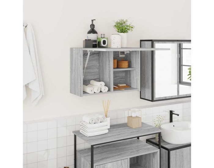 Sonata H Стенен шкаф за баня, сив сонома, 60x25x40 см, инженерно дърво