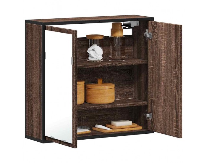 Sonata H Огледален шкаф за баня Кафяв дъб 65x20x60cm Инженерна дървесина