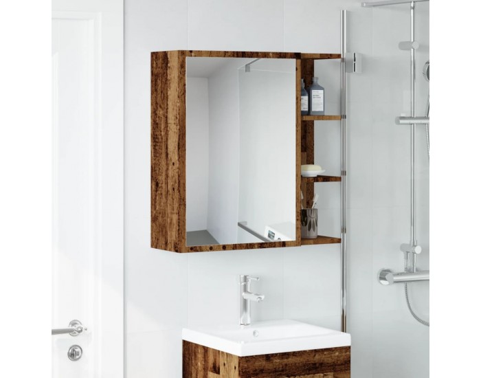 Sonata H Огледален шкаф за баня от старо дърво 62,5x20,5x64 cm