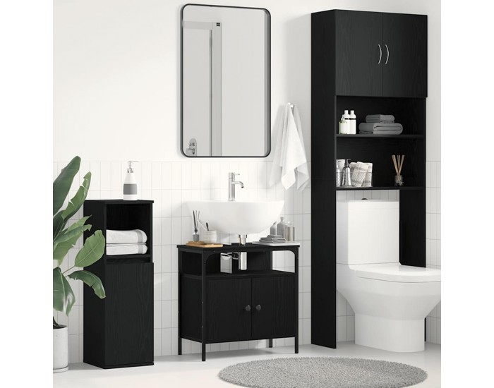 Sonata H Шкаф за мивка за баня, черен дъб, 60x30x60 см, инженерно дърво