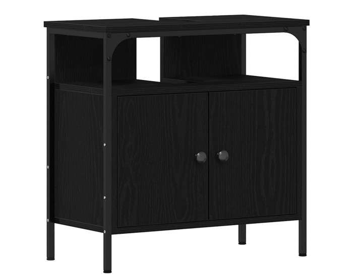 Sonata H Шкаф за мивка за баня, черен дъб, 60x30x60 см, инженерно дърво