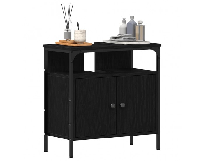 Sonata H Шкаф за мивка за баня, черен дъб, 60x30x60 см, инженерно дърво