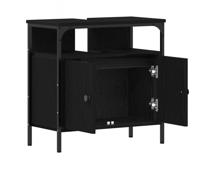 Sonata H Шкаф за мивка за баня, черен дъб, 60x30x60 см, инженерно дърво