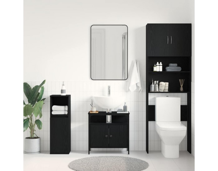 Sonata H Шкаф за мивка за баня, черен дъб, 60x30x60 см, инженерно дърво