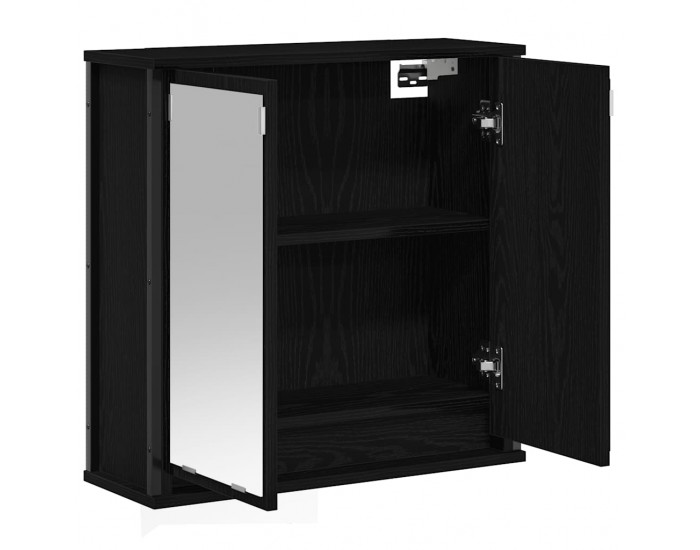 Sonata H Стенен шкаф за баня с огледало Черен дъб 60x21x60 cm