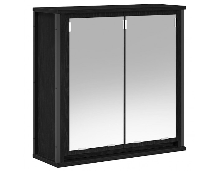 Sonata H Стенен шкаф за баня с огледало Черен дъб 60x21x60 cm