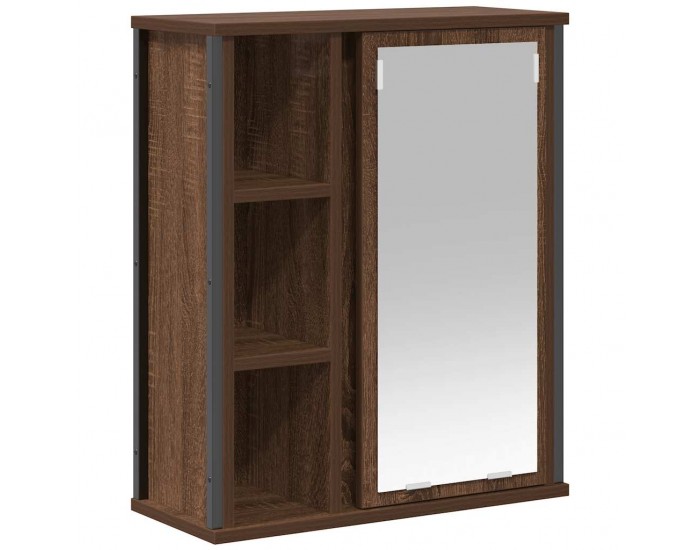Sonata H Стенен шкаф за баня с огледало кафяв дъб 50x21x60 cm