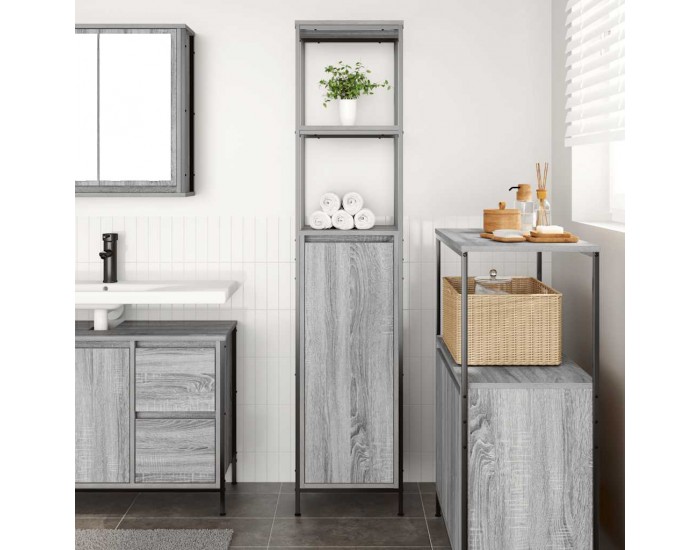Sonata H Шкаф за баня с рафтове сив сонома 36x35x165 cm