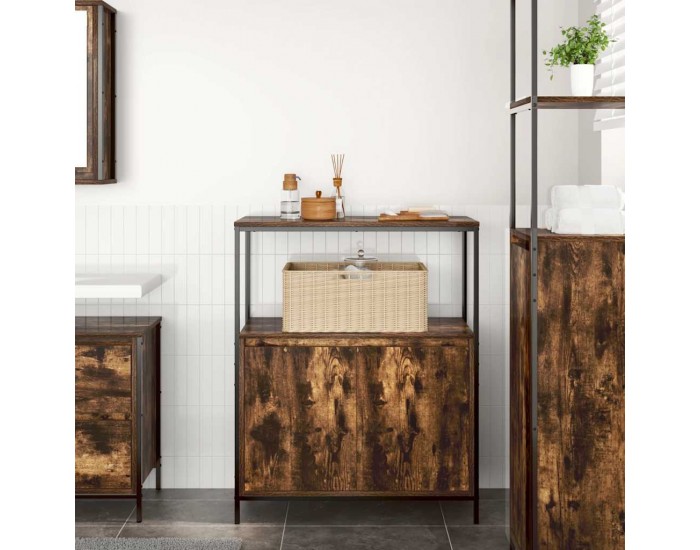 Sonata H Шкаф за баня с рафтове опушен дъб 76,5x35x95 cm