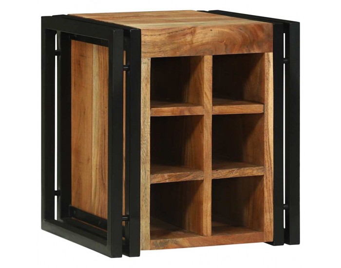 Sonata H Винен рафт Кафяво 34.5 x 35 x 39 см Масивна акациева дървесина